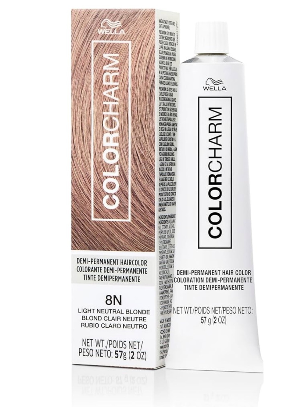 Wella ColorCharm 8N Light Neutral Blonde Hair Color Tube new